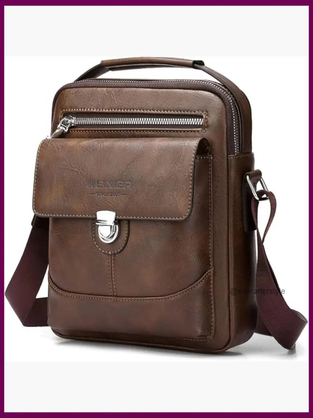 Vintage Leather Crossbody Messenger Bag for Men Satchel Purse